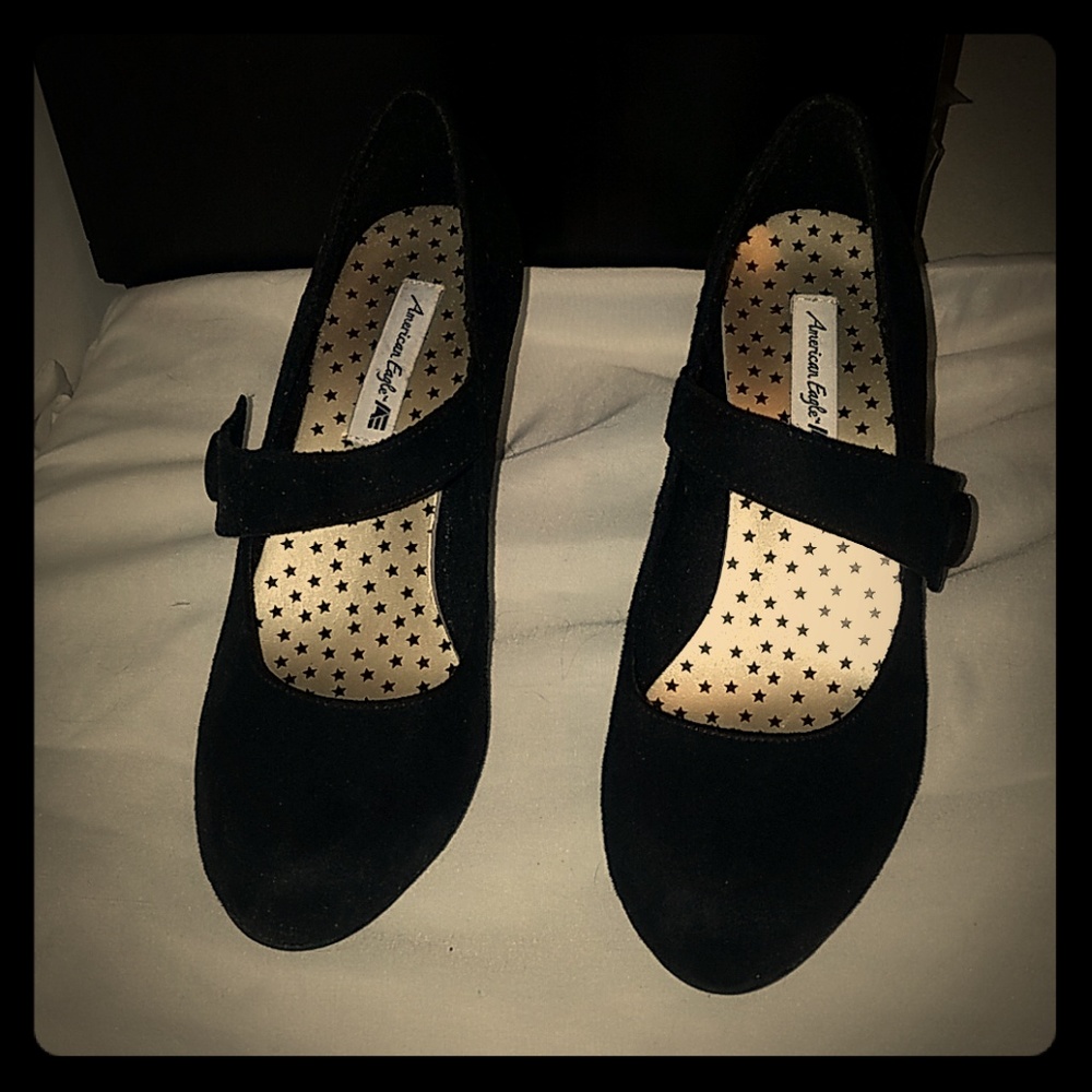 Black felt heels